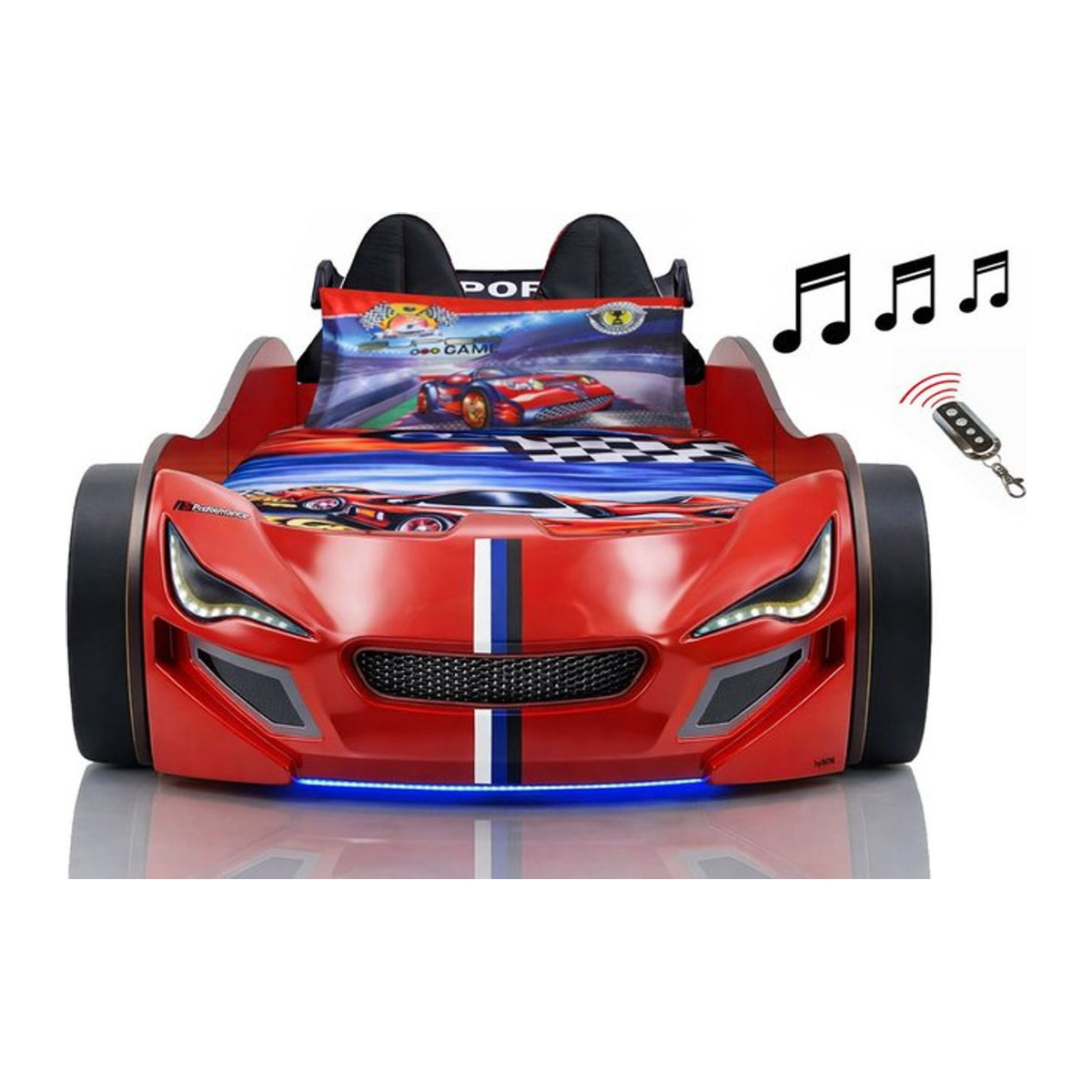 Aileenstore Autobett für Kinder mit LED Unterbodenbeleuchtung, Sound und Fernbedienung, B/T/H: 90 x 200 cm - Bild 1