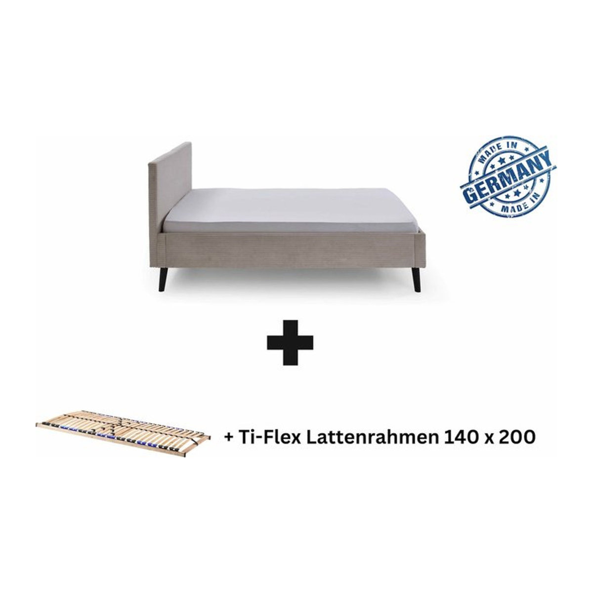 Aileenstore Polsterbett Viola in Beige mit Kopfteil B/T/H: 140 x 200 cm - Bild 1