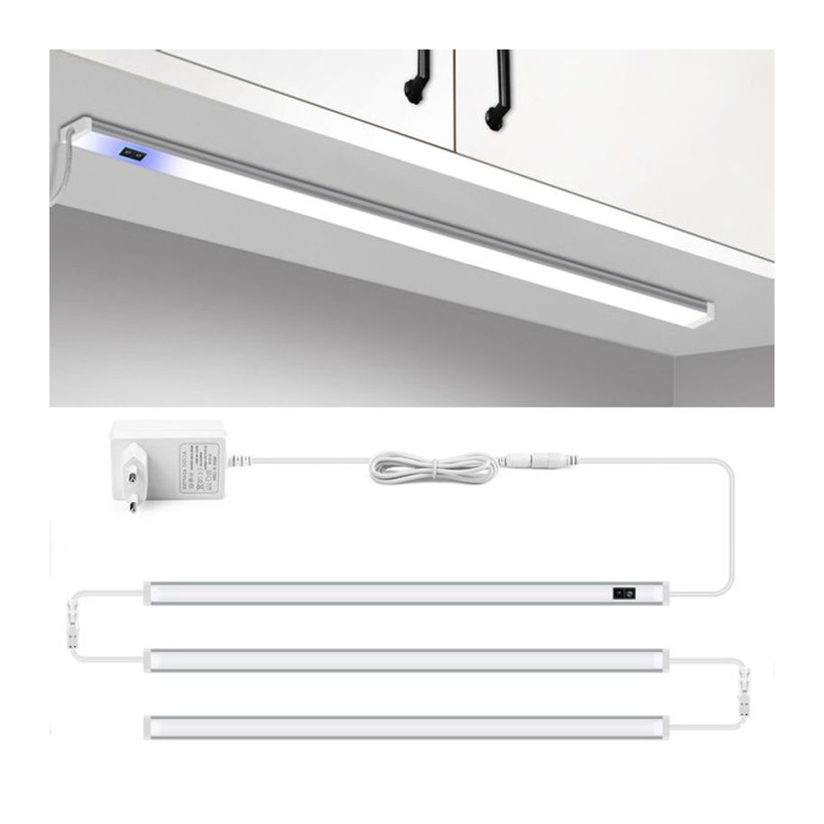 AIMENGTE LED Unterbauleuchte für die Küche mit Hand-Scan-Sensor und EU-Netzteil in Weiß, Serie 30/40/50 cm - Bild 1