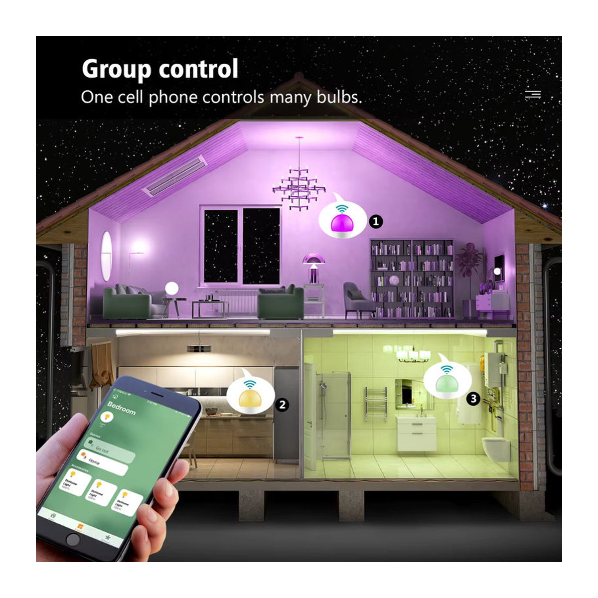 AIMENGTE Smart Wifi Glühbirne E27, mehrfarbig und dimmbar, kompatibel mit Apple HomeKit, Alexa und Google Assistant - Bild 2