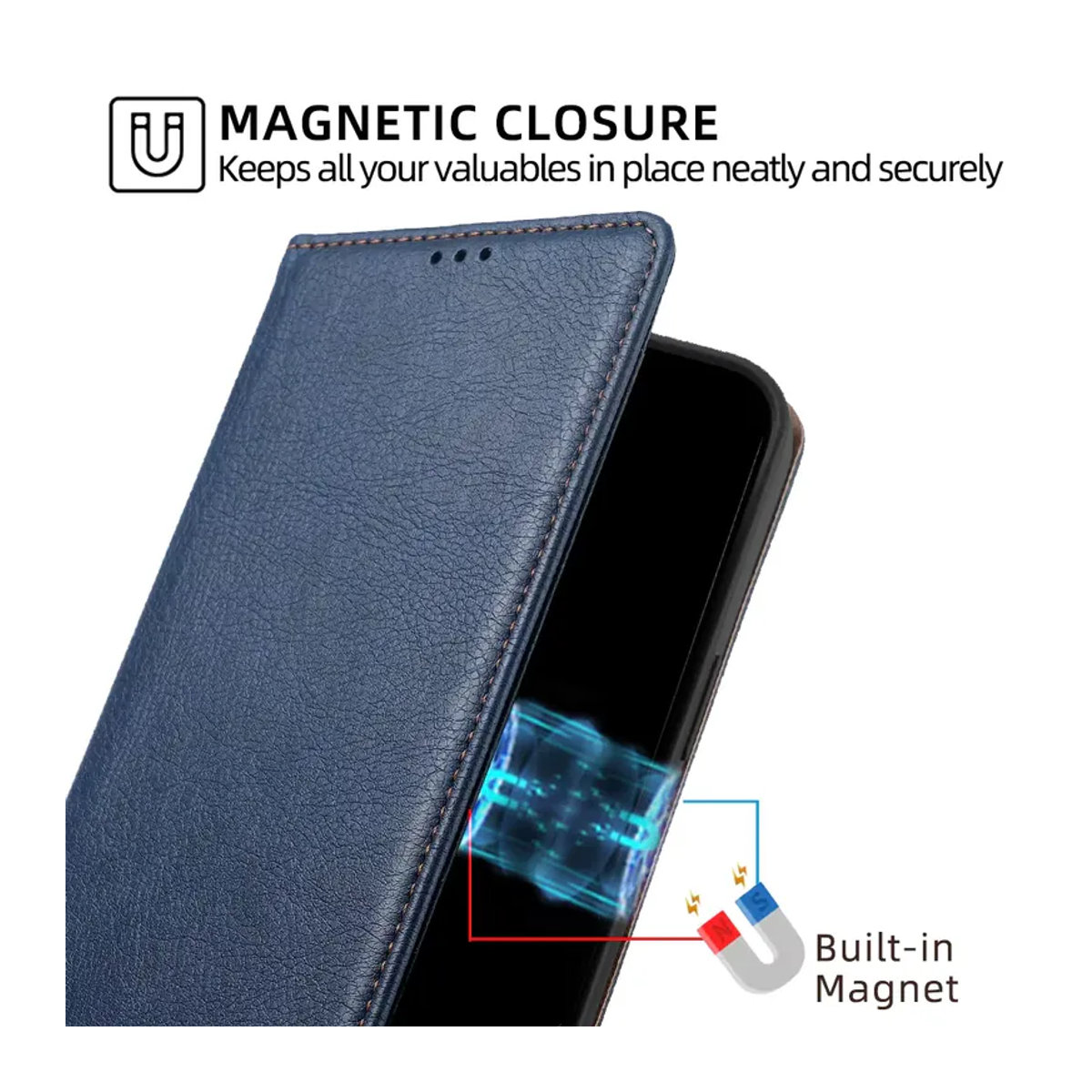 AIMONCASE Leder-Flip-Handyhülle mit Magnetfunktion für Motorola G34 G84 G54 G24 G14 G04 G Stylus 2024 5G Brieftaschenhülle in Schwarz oder Blau - Bild 3