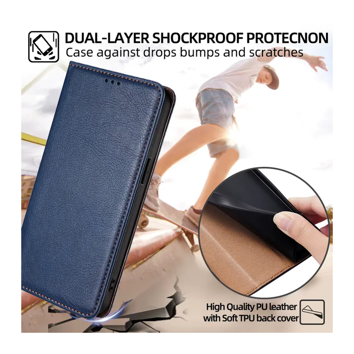 AIMONCASE Leder-Flip-Handyhülle mit Magnetfunktion für Motorola G34 G84 G54 G24 G14 G04 G Stylus 2024 5G Brieftaschenhülle in Schwarz oder Blau - Bild 5