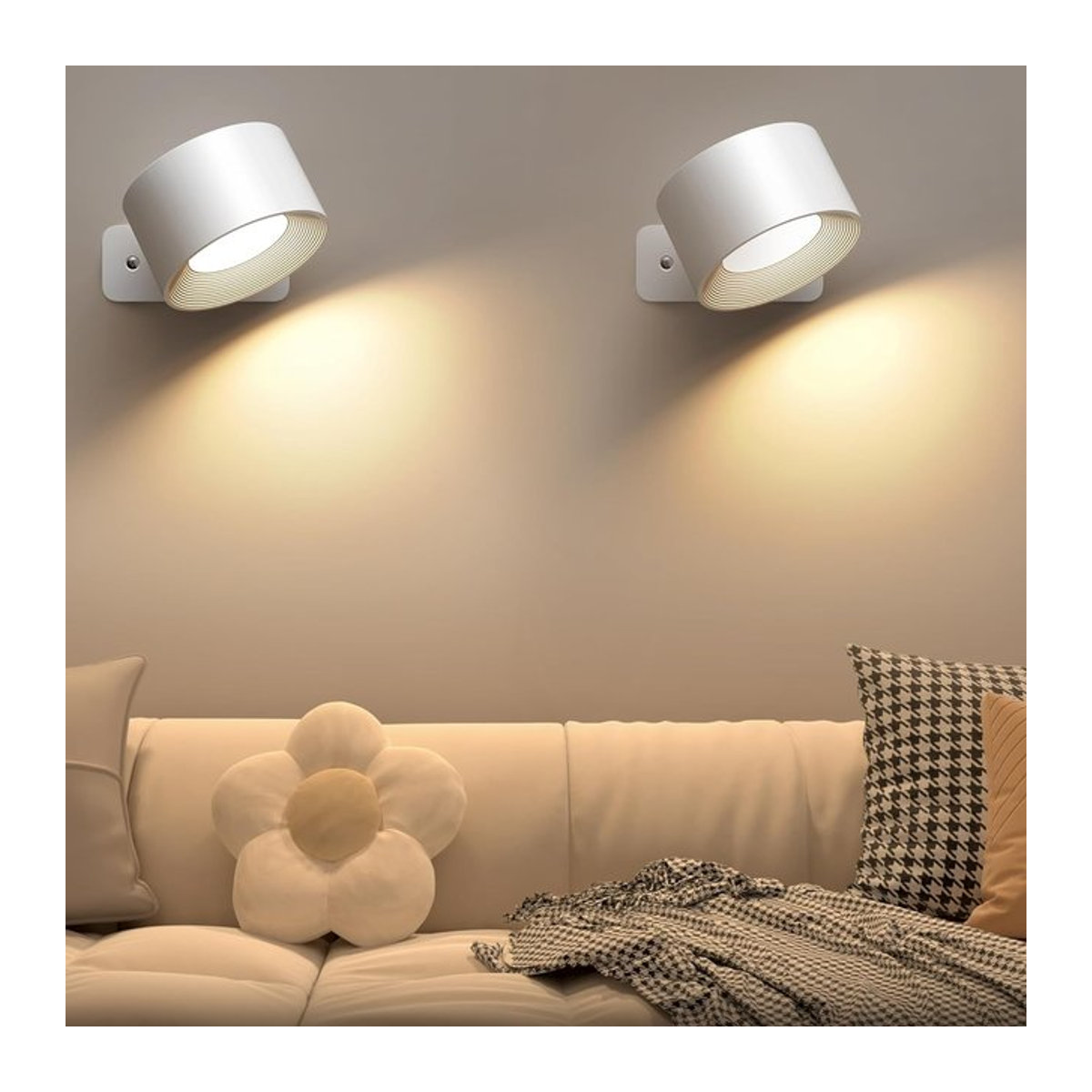 Aiopp LED Wandleuchte Weiß mit magnetischer Befestigung und wiederaufladbarem Akku via USB, minimalistisches Design im 2er-Set - Bild 1