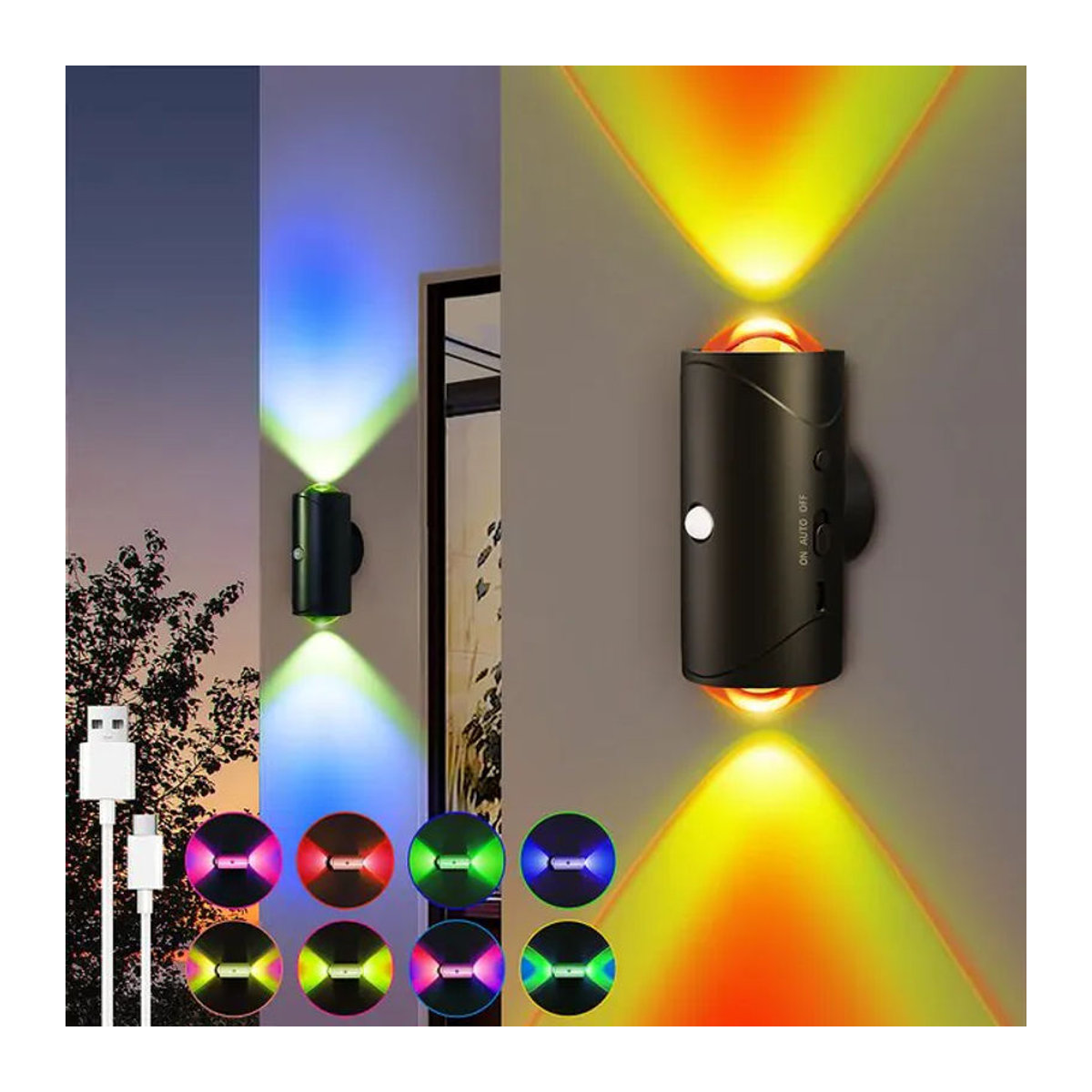 Aiopp Wiederaufladbare LED Nachtleuchte mit Bewegungssensor und Farbwechsel, Schwarz, Minimalistisches Design - Bild 1