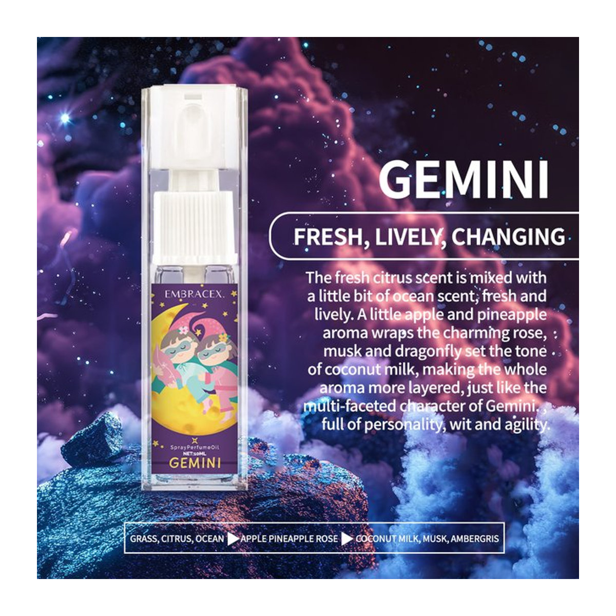 Air Fresh Friends Gemini Spray Parfüm mit aromatischen ätherischen Ölen, 10 ml - Bild 1
