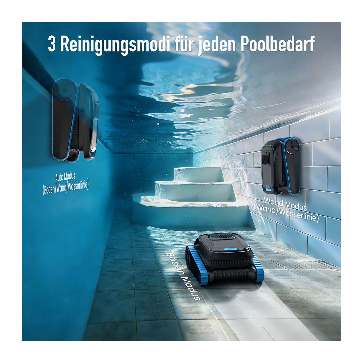 AIRROBO CP40 Poolroboter mit Smart Navigation und App-Steuerung für Wand- und Bodenreinigung, 45000PA Saugkraft - Bild 2