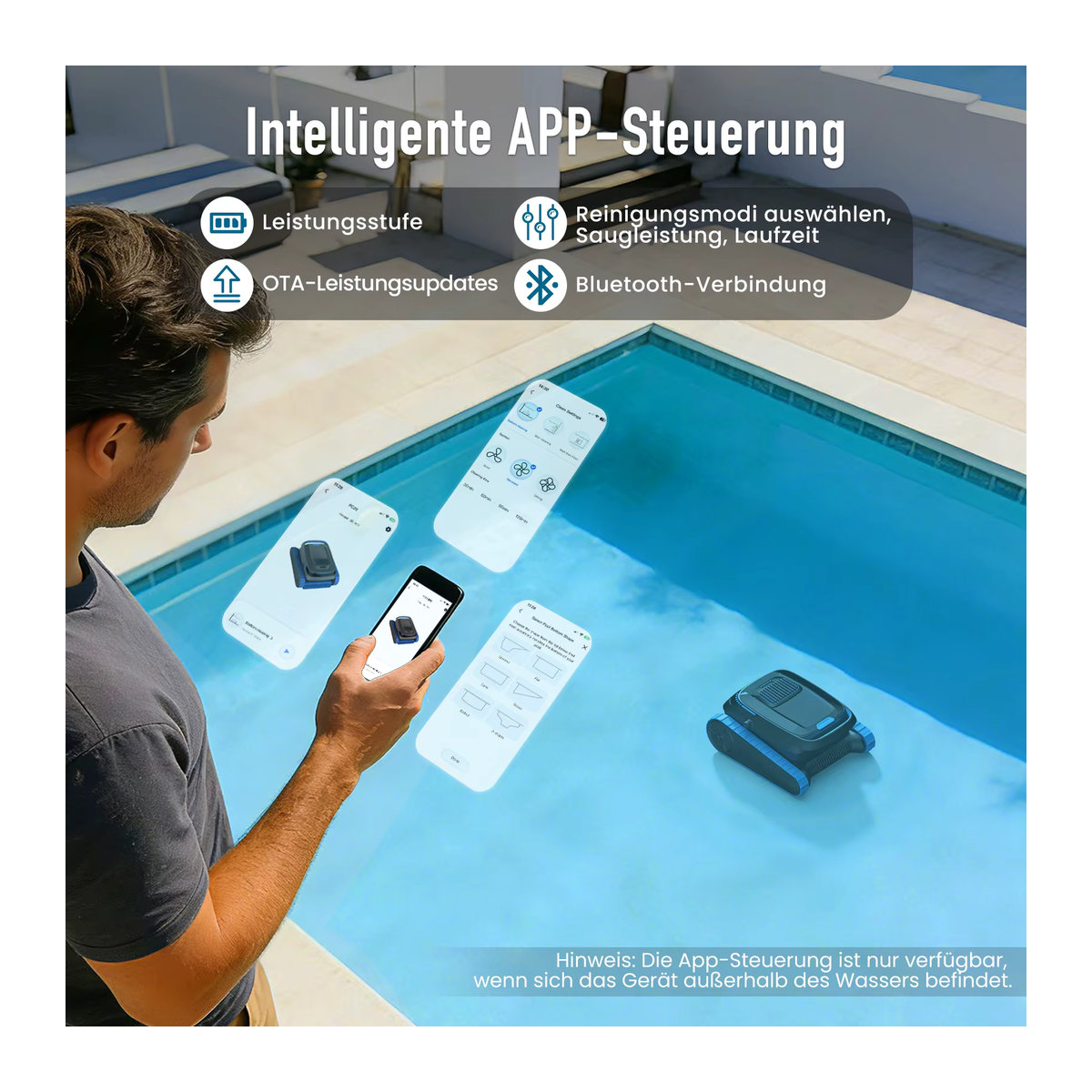 AIRROBO CP40 Poolroboter mit Smart Navigation und App-Steuerung für Wand- und Bodenreinigung, 45000PA Saugkraft - Bild 5