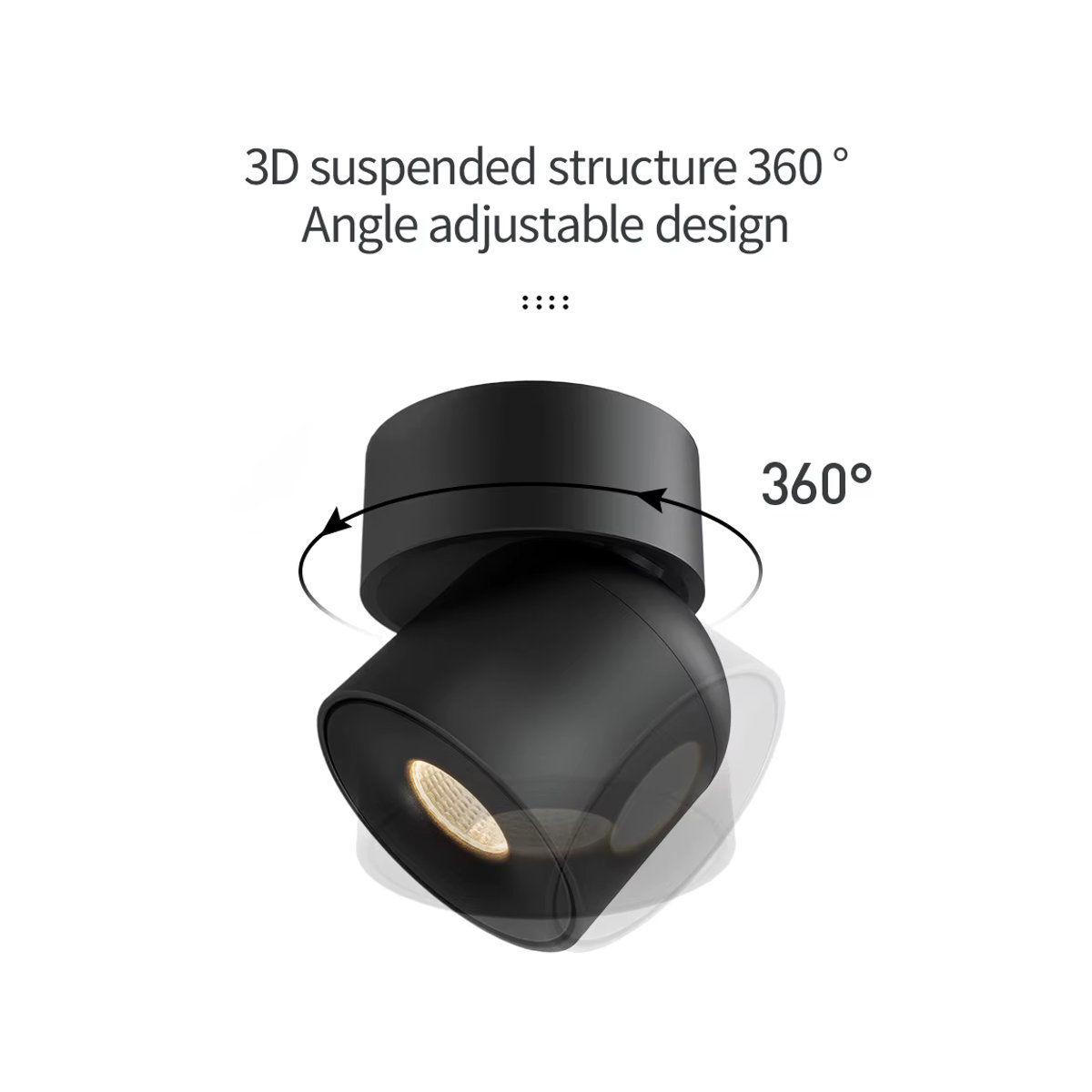 Aisilan LED Deckenstrahler COB Deckenspot mit 360 Grad Rotation, Modernes Design aus Aluminium, Weiß, Warmweiß, 9W - Bild 2