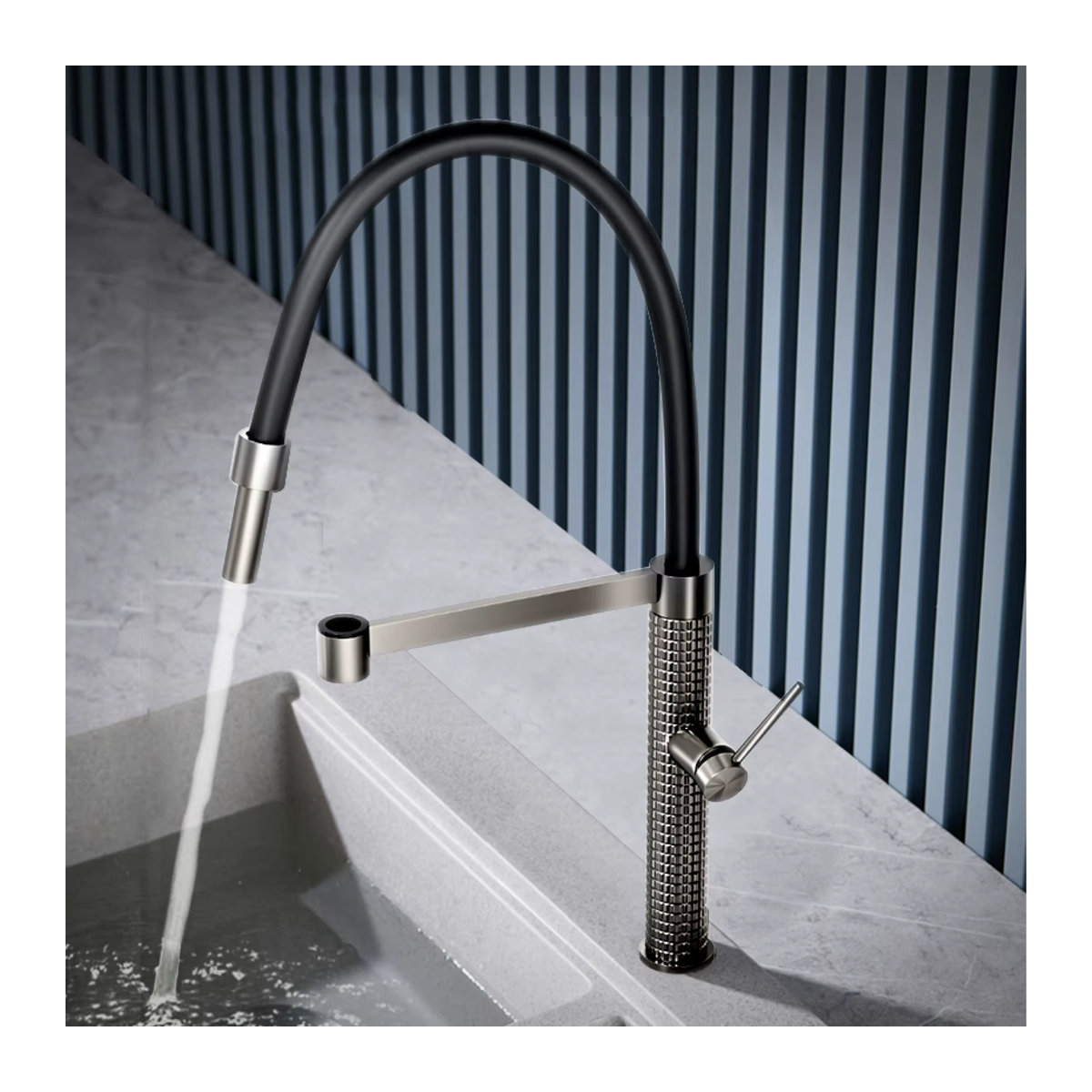 Aitana Küchenarmatur aus Messing in Grau und Schwarz mit Dual Control für Kalt- und Heißwasser im modernen Design - Bild 3