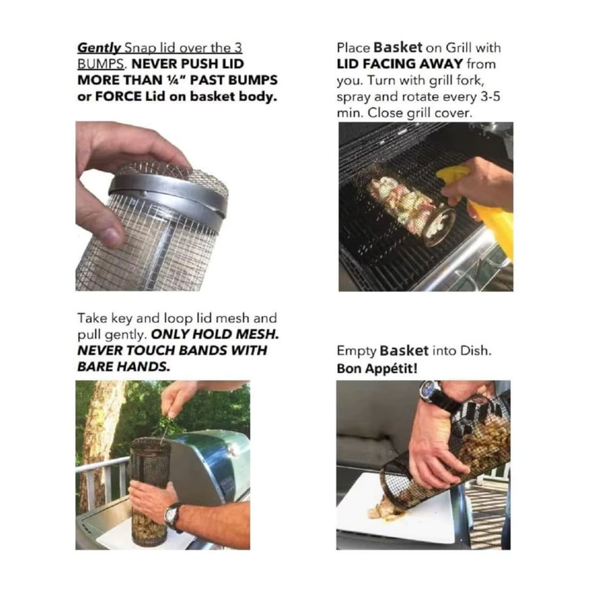 Aixiangru Rollbarer Grillkorb aus Edelstahl als rundes Barbecue-Grillnetz für den Outdoor-Reise-Grill - Bild 4