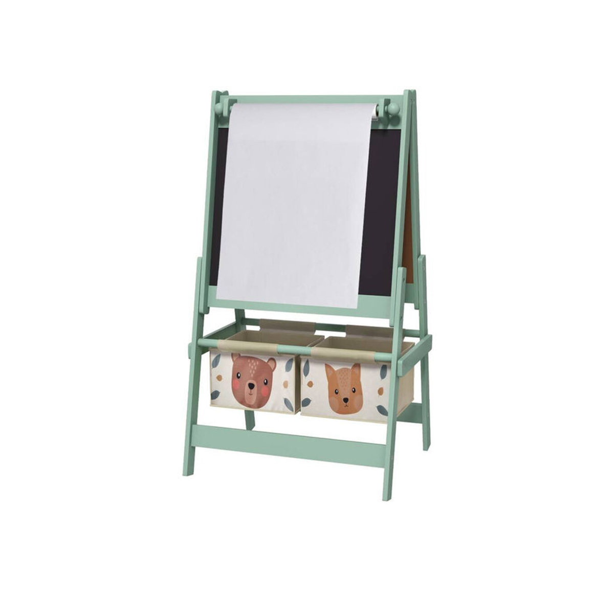 AIYAPLAY 3 in 1 Kindertafel von Aosom als doppelseitige Spieltafel mit Whiteboard, Kreidetafel und Papierrolle in Grün aus Kiefernholz - Bild 2