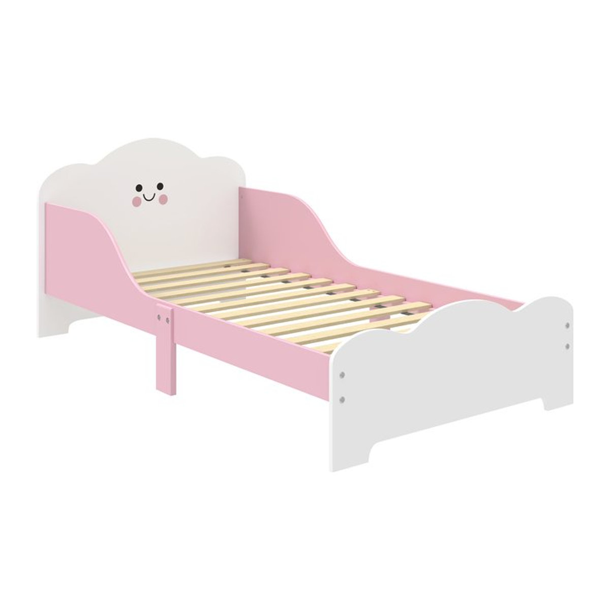 AIYAPLAY Kinderbett mit Rausfallschutz und Lattenrost aus Holzwerkstoff, Rosa, B: 140 cm, Aosom - Bild 1