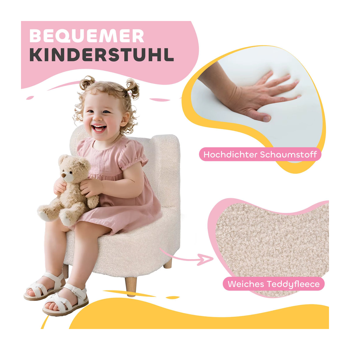 AIYAPLAY Kindersessel in Bärenform mit Teddyfleece-Optik in Beige - Bild 2