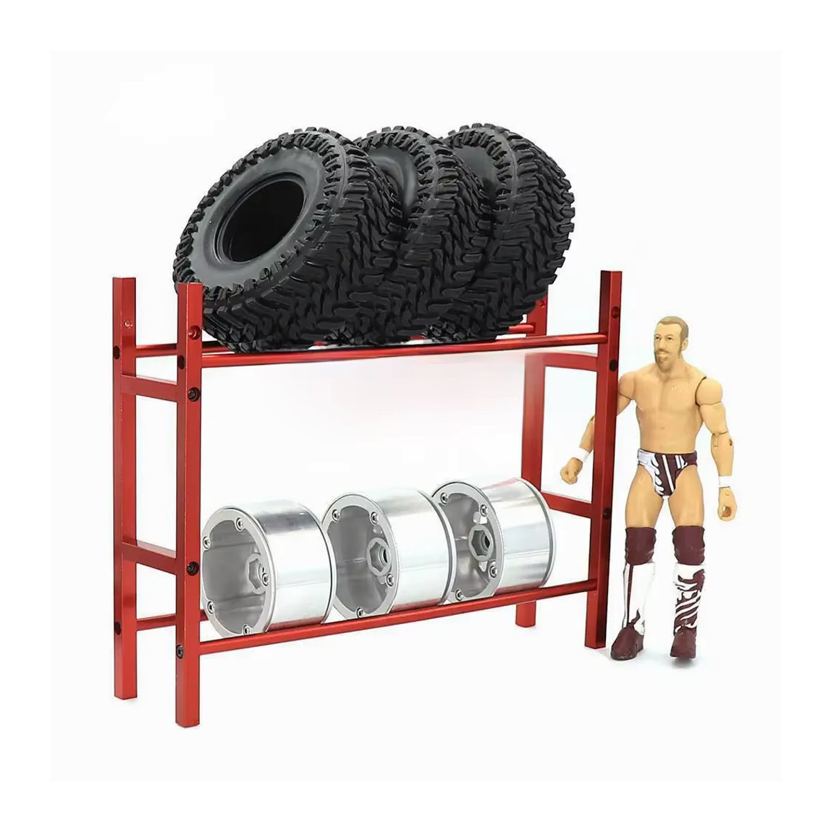 AJRC Felgen Reifen Lagerregal für RC Crawler in Rot aus Metall für Traxxas TRX-4 TRX-6 Axial SCX10 D90 D110 TF2 YOKOMO 1/10 Skala - Bild 1