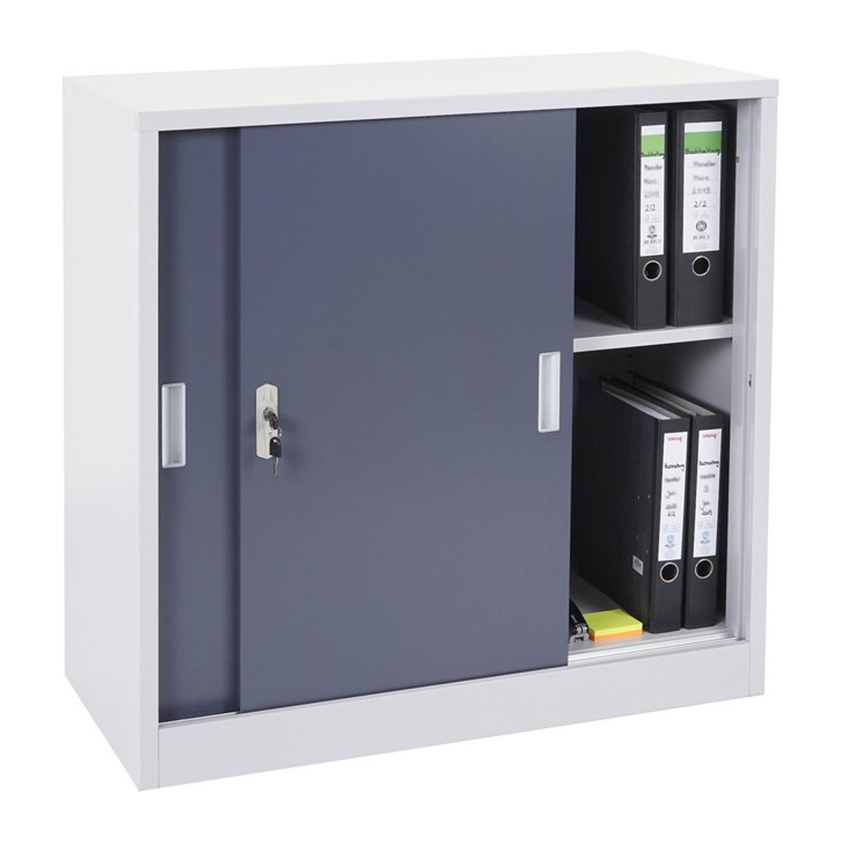 Aktenschrank Preston MCW-F41 aus Metall mit abschließbaren Schiebetüren, Anthrazit, B/T/H: 90 x 45 x 90 cm - Bild 1