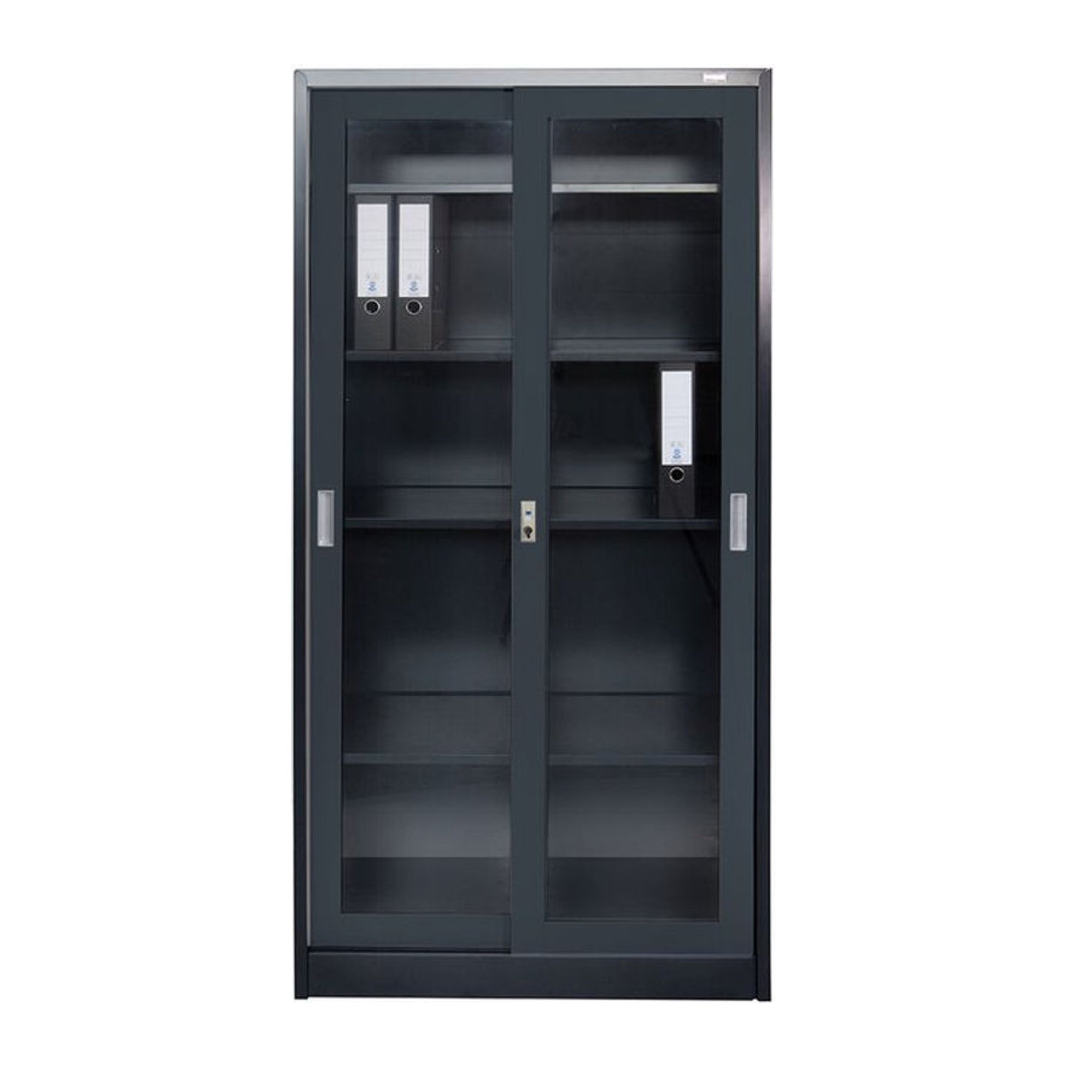 Aktenschrank St. Petersburg von Jet-Line in Anthrazit mit Drehtüren und Glaseinsätzen, H x B x T: 185 x 90 x 40 cm - Bild 1