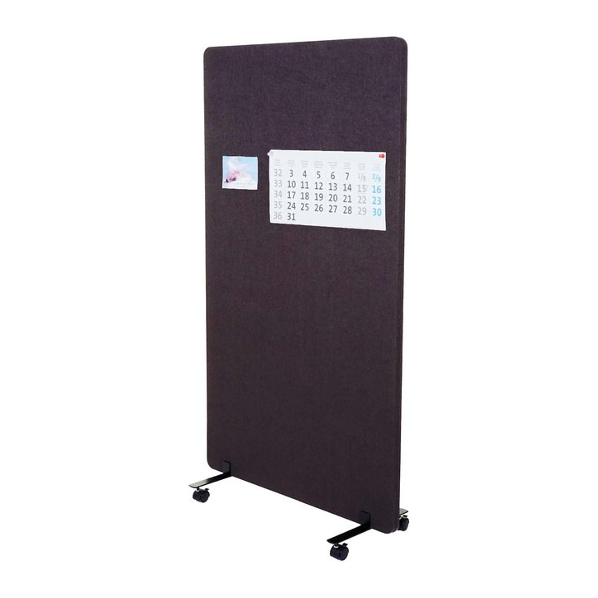 Akustik-Trennwand MCW-G77 Rollbarer Büro-Sichtschutz und Raumteiler mit Pinnwand, doppelwandig, Farbe: braun-grau, H x B: 147 x 80 cm - Bild 1