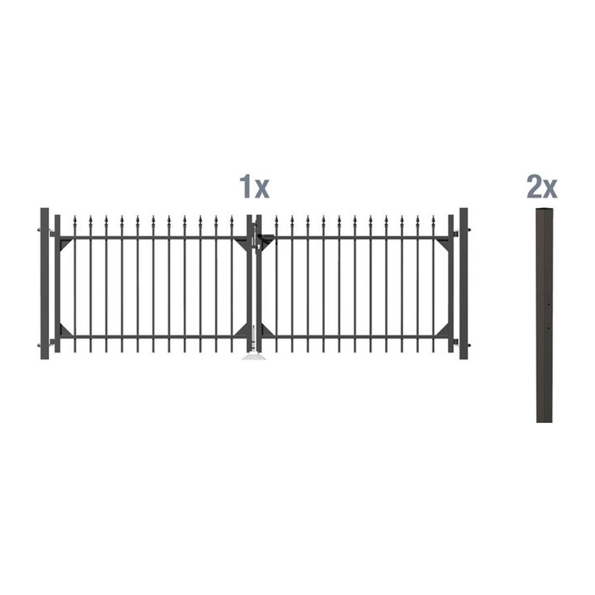 ALBERTS Doppeltor-Set Chaussee zum Einbetonieren aus Aluminium und Metall in Anthrazit, Breite: 120 cm - Bild 1