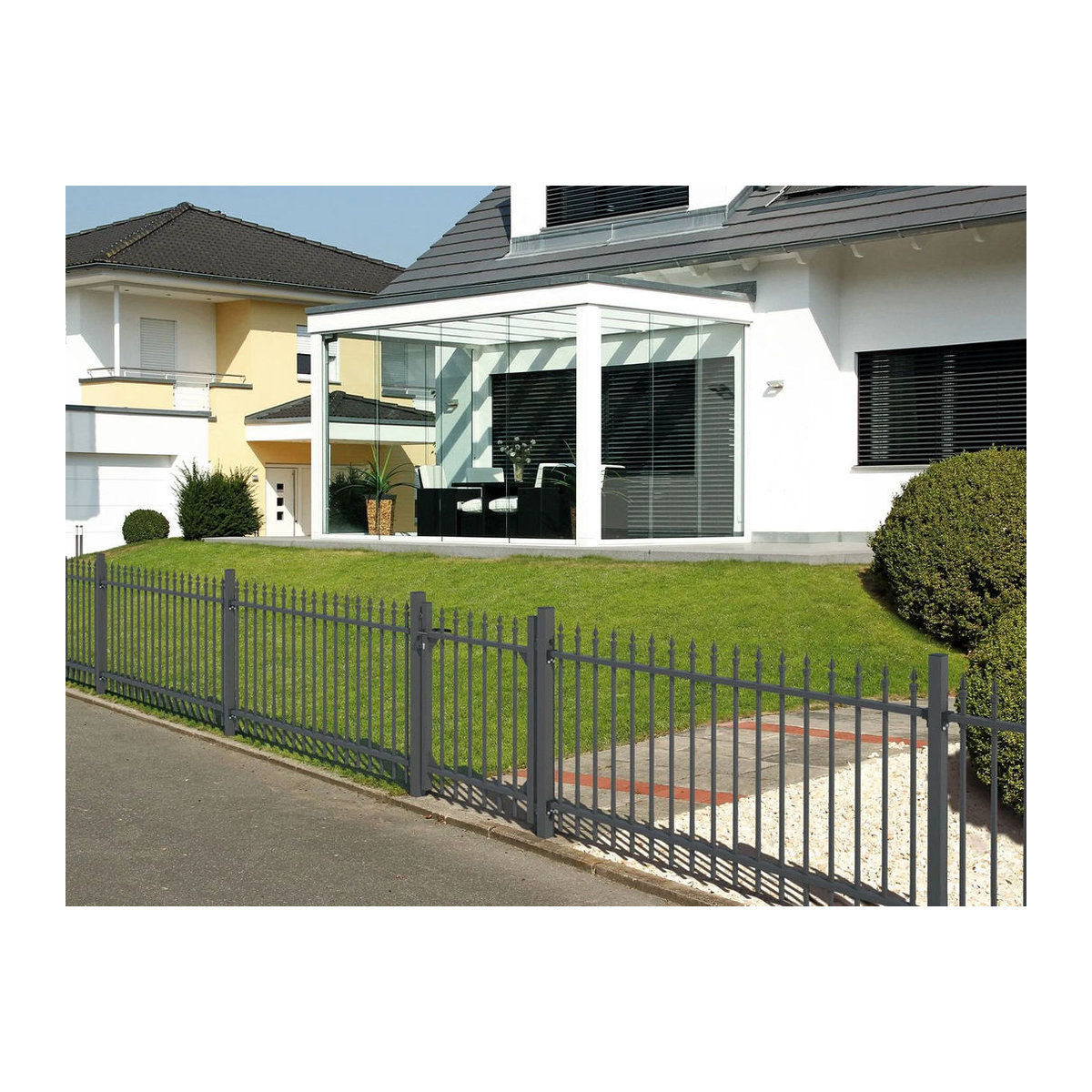 ALBERTS Einzeltor-Set Chaussee aus Aluminium in Matt-Schwarz, Breite: 100 cm - Bild 1