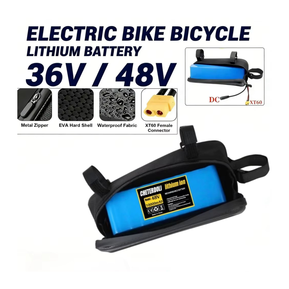 Aleaivy Lithium-Akku 18650 für E-Scooter und E-Bike mit wasserdichter Tasche, Blau - Bild 5