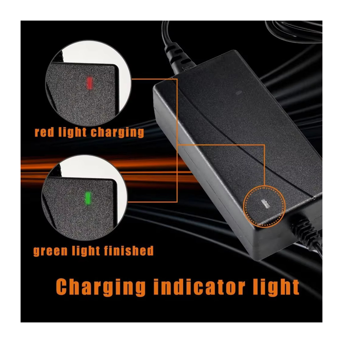 Aleaivy Smart Lithium Batterie Ladegerät 24V 2A mit 5,5x2,1mm DC Stecker für 29,4V 7S Hoverboard und Balance Rad, Schwarz - Bild 4
