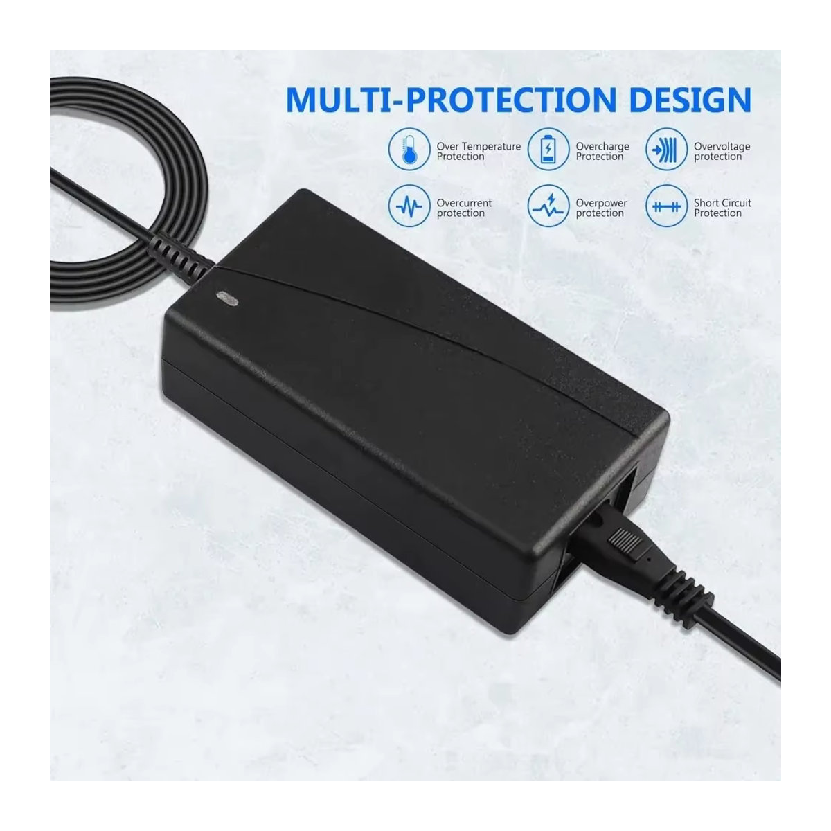 Aleaivy Smart Lithium Batterie Ladegerät 24V 2A mit 5,5x2,1mm DC Stecker für 29,4V 7S Hoverboard und Balance Rad, Schwarz - Bild 5