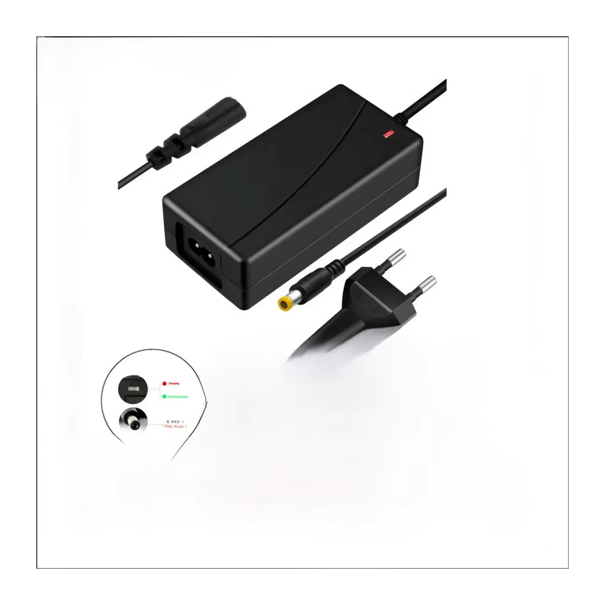 Aleaivy Smart Lithium Batterie Ladegerät 24V 2A mit 5,5x2,1mm DC Stecker für 29,4V 7S Hoverboard und Balance Rad, Schwarz - Bild 6