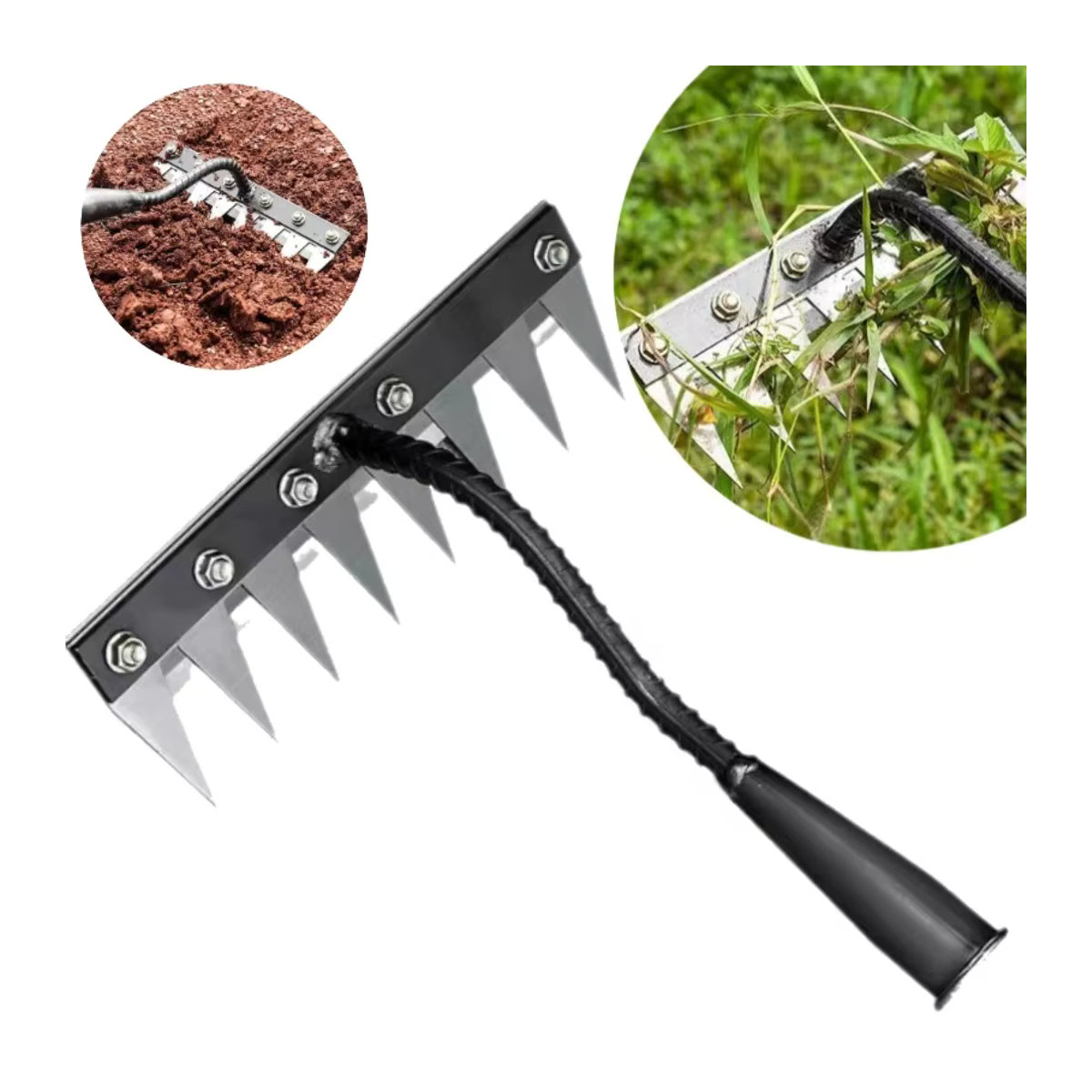 Aleekit Multifunktions-Metall-Rechen zur Bodenbearbeitung und zum Jäten für den Garten - Bild 7