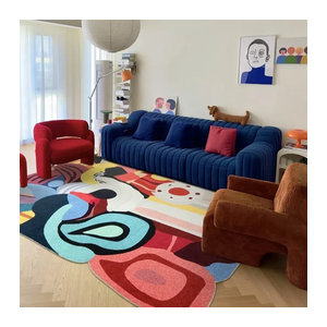 Alem Alem Wohnzimmerteppich in Bunt, trendiger Plüschteppich für Schlafzimmer und Wohnzimmer