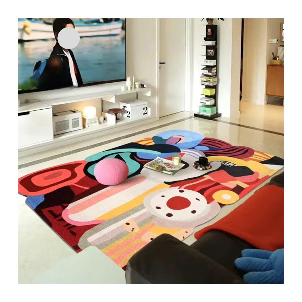 Alem Alem Wohnzimmerteppich in Bunt, trendiger Plüschteppich für Schlafzimmer und Wohnzimmer - Bild 4