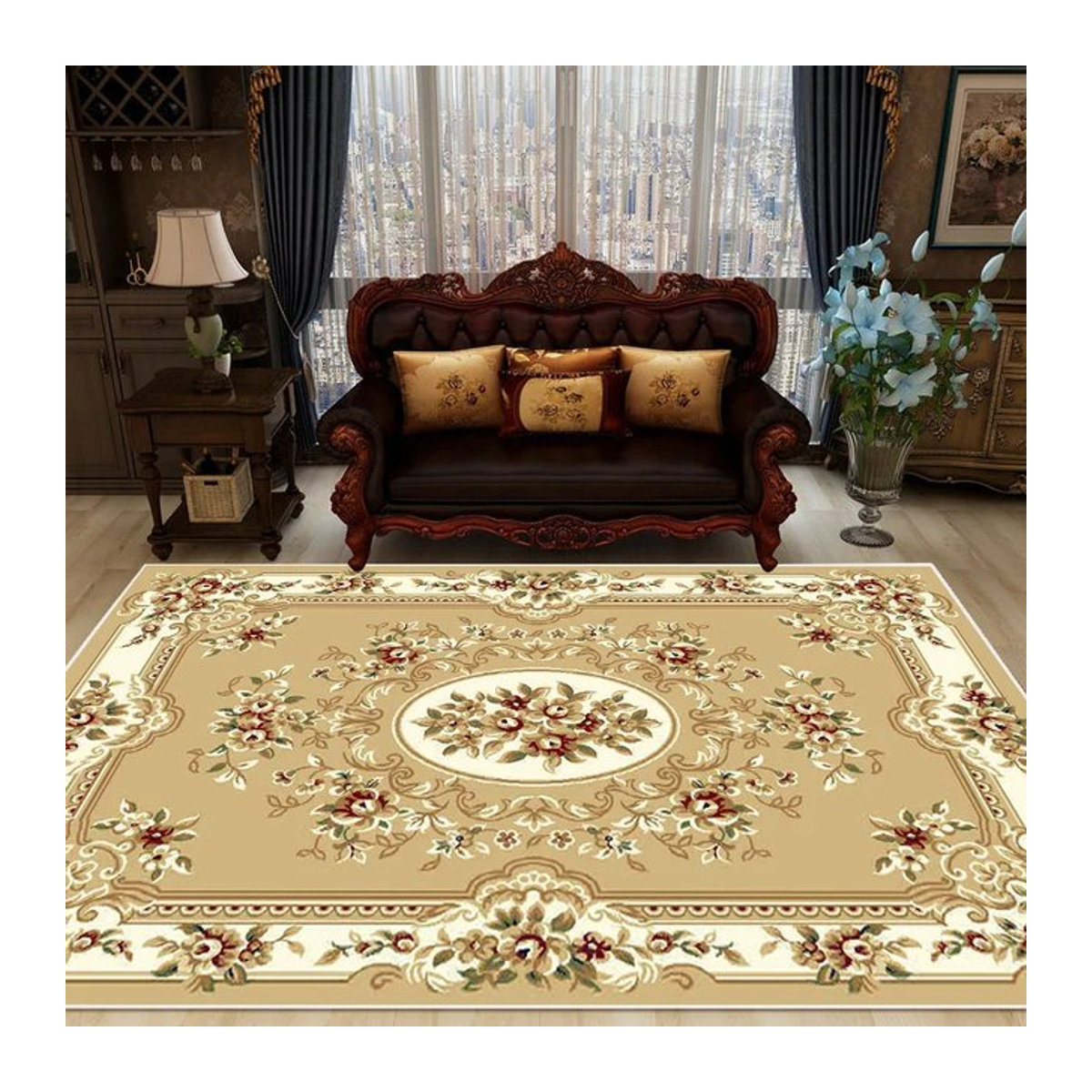 Alf Ombra Luxus Teppich Beige Plüsch Rutschfest für Wohnzimmer und Schlafzimmer - Bild 1