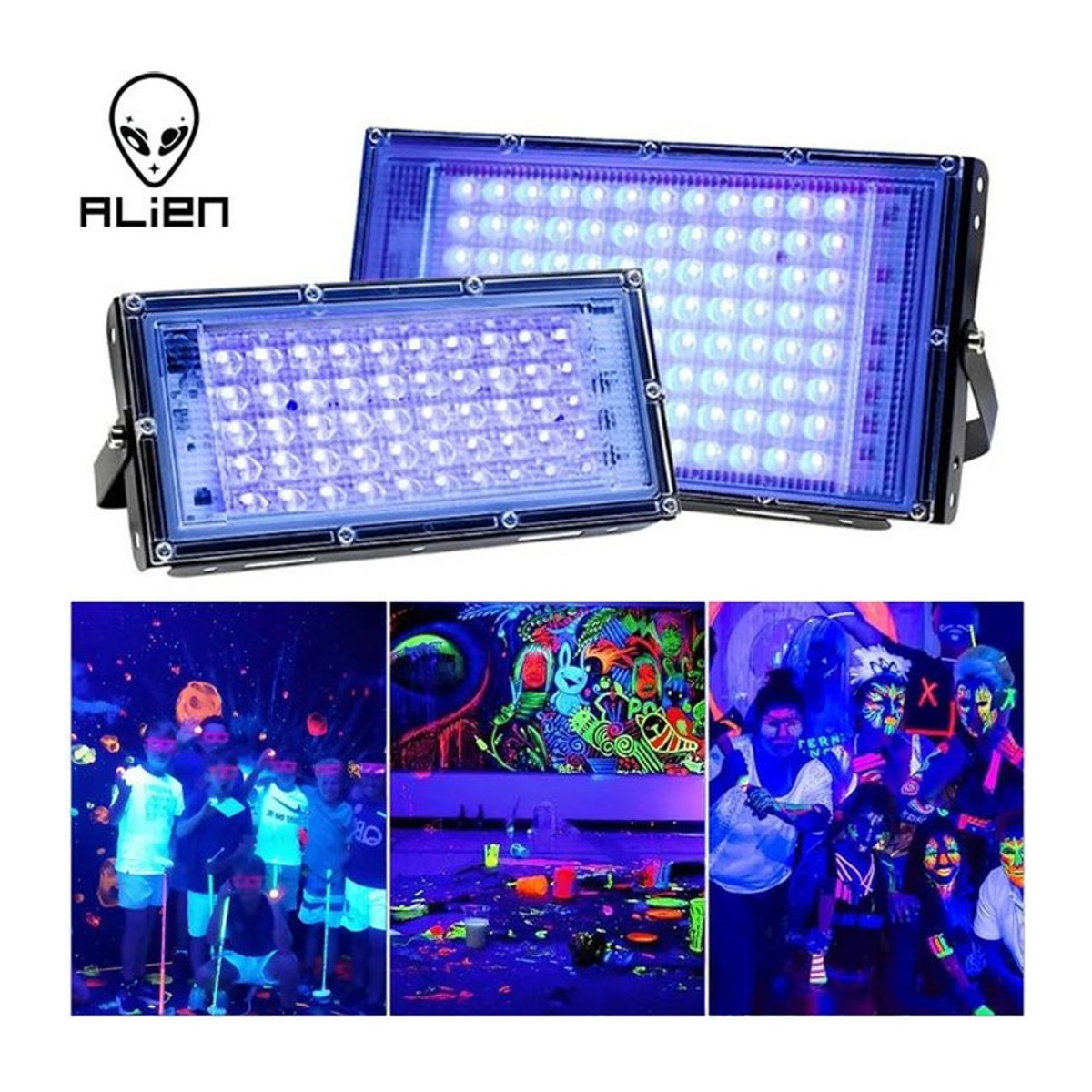 Alien LED UV Schwarzlicht Strahler 100W für DJ, Disco und Party in Schwarz - Bild 1