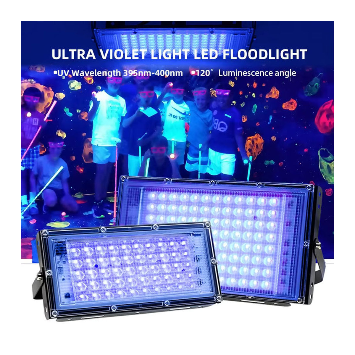 Alien LED UV Schwarzlicht Strahler 100W für DJ, Disco und Party in Schwarz - Bild 3