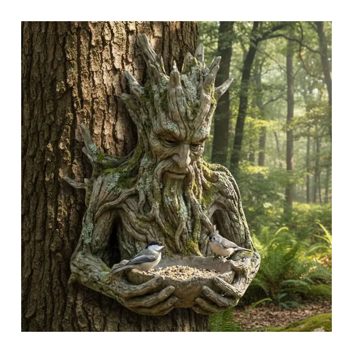 ALIILEE Vogelfutter-Skulptur aus Kunstharz in Braun als rustikale Gartendekoration für Terrasse und Balkon - Bild 2