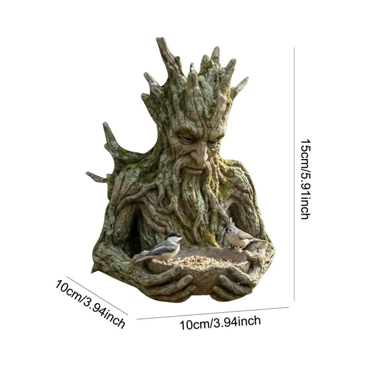 ALIILEE Vogelfutter-Skulptur aus Kunstharz in Braun als rustikale Gartendekoration für Terrasse und Balkon - Bild 6
