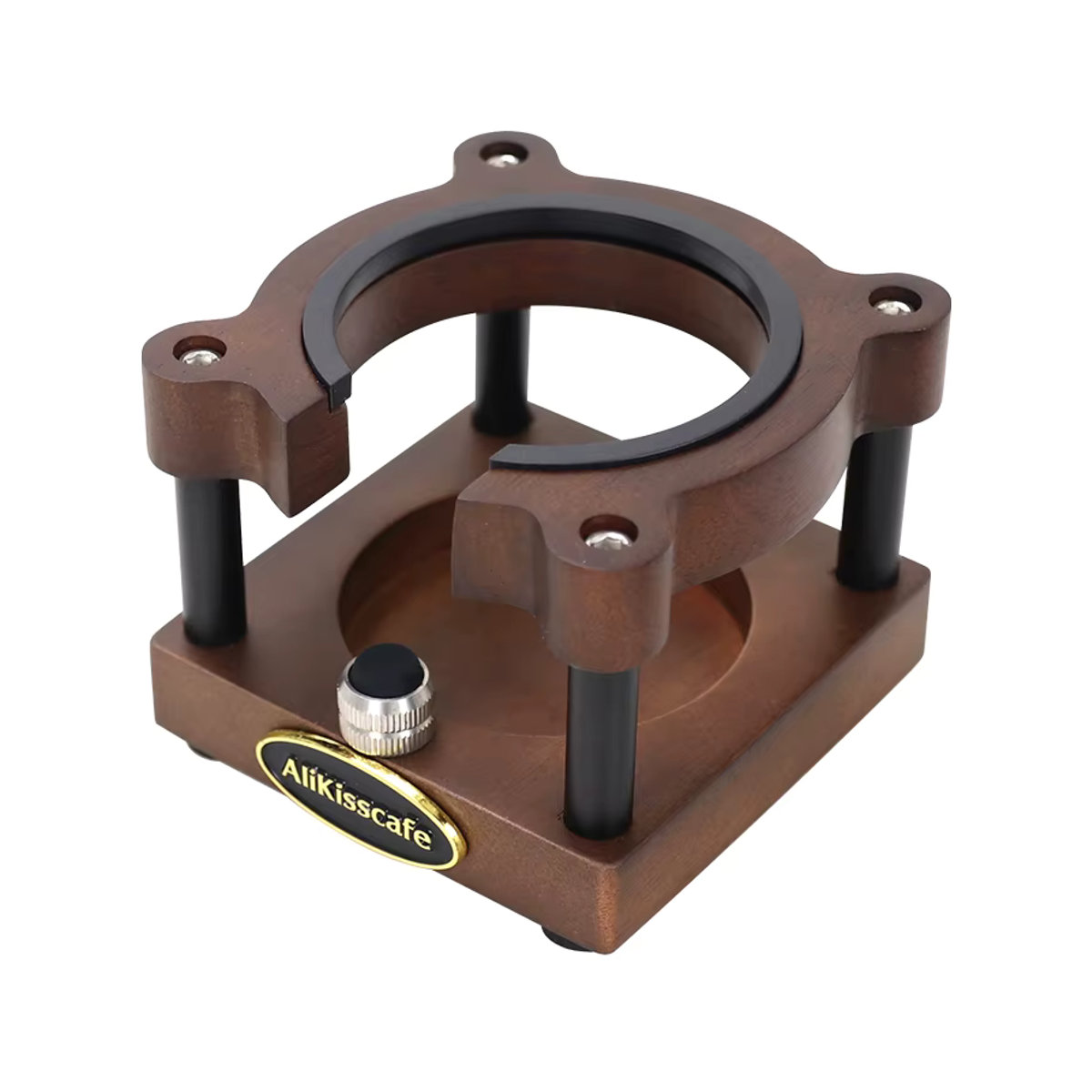 ALIKISSCAFE Kaffee Tamping Station aus Holz in Nussbaum Braun für Siebträger 51mm 54mm 58mm Espresso Zubehör - Bild 6