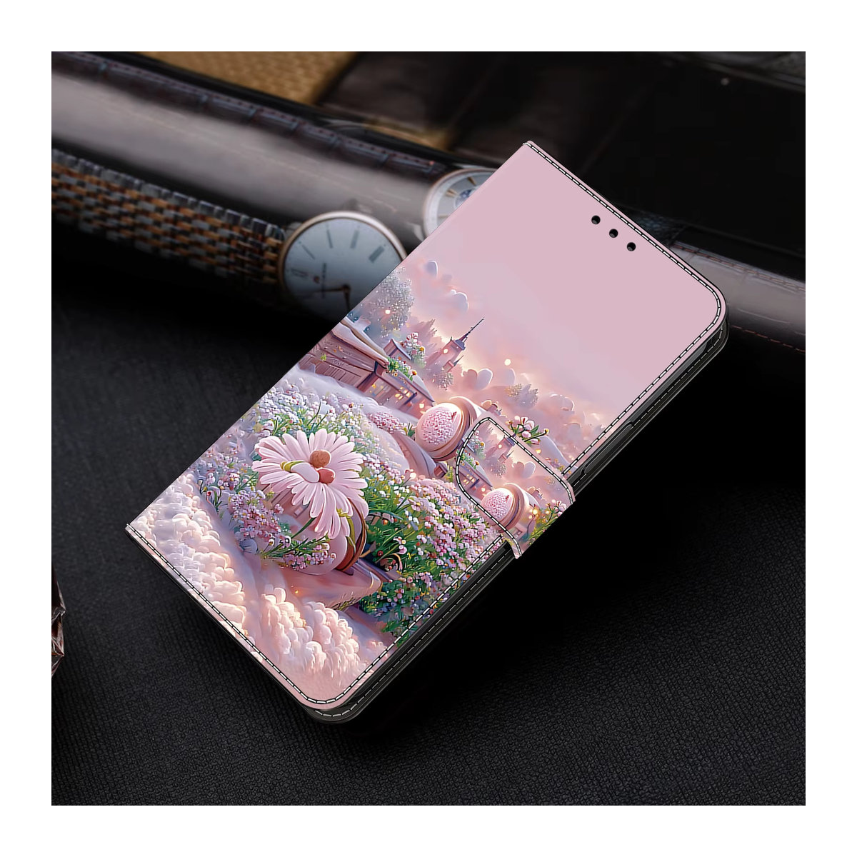 ALILANG Magnetische Leder-Brieftasche mit 3D-Muster für Oppo A11 A15 A16 A17 A18 A35 A38 A52 A54 A55 A58 A72 A74 A78 4G/5G in Rosa - Bild 2
