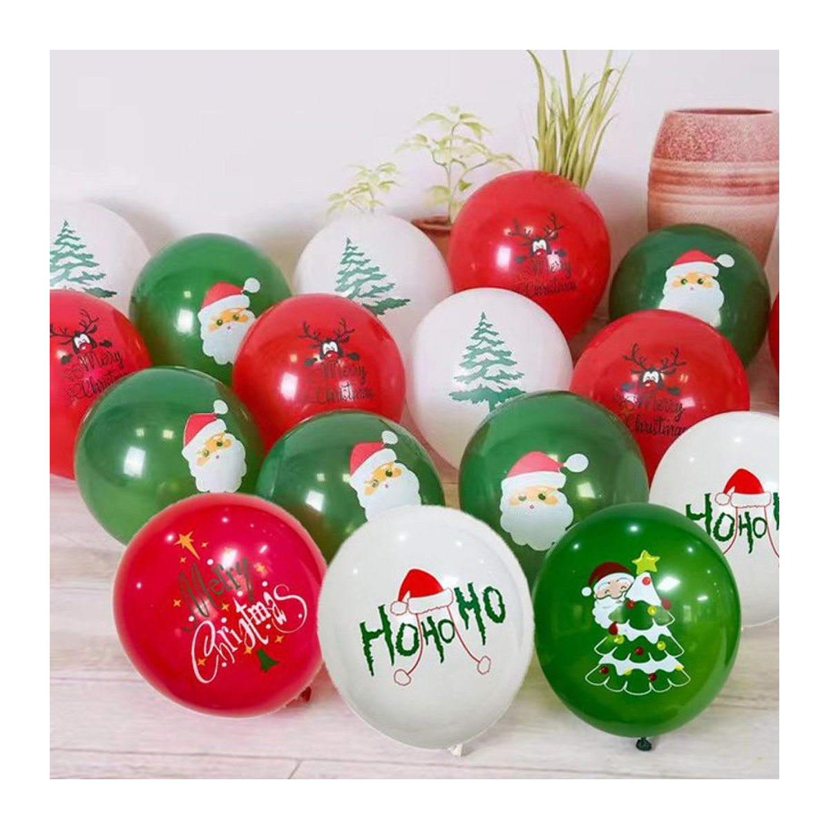 Alivparty Weihnachtsballons mit Weihnachtsmann und Schneemann für die Partydekoration, mehrfarbig, rund - Bild 1