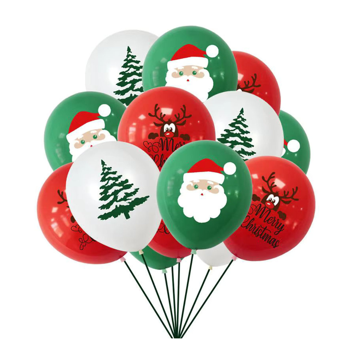 Alivparty Weihnachtsballons mit Weihnachtsmann und Schneemann für die Partydekoration, mehrfarbig, rund - Bild 3