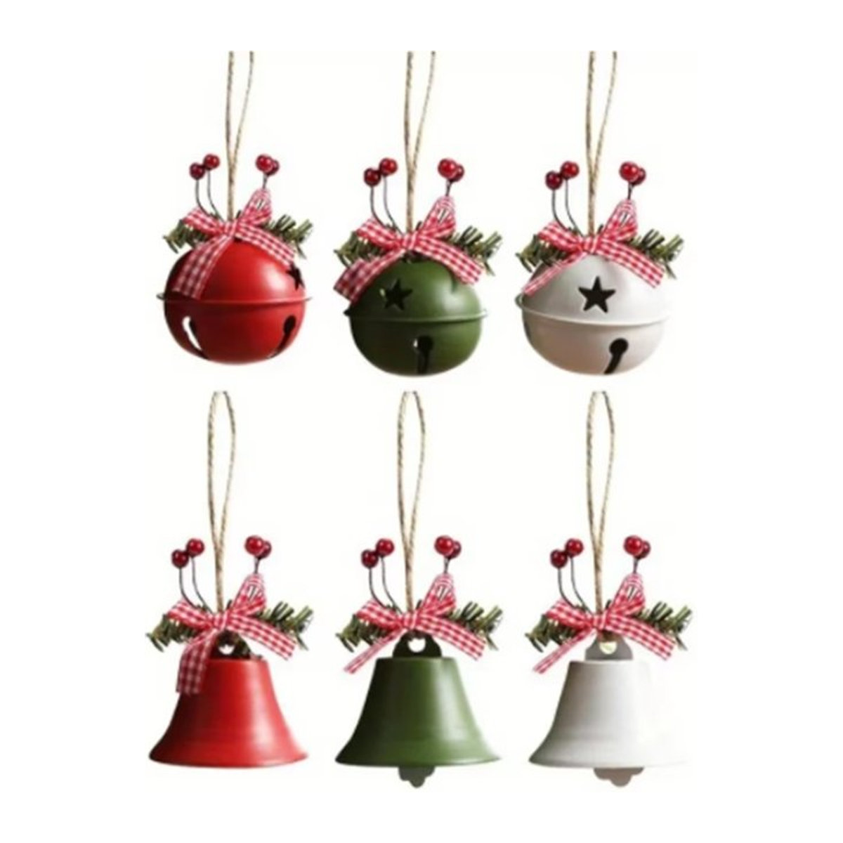 Alivparty Weihnachtsglocke aus Metall als Hängeornament in Mehrfarbig mit Sternen-Design für deine Weihnachtsdekoration - Bild 1