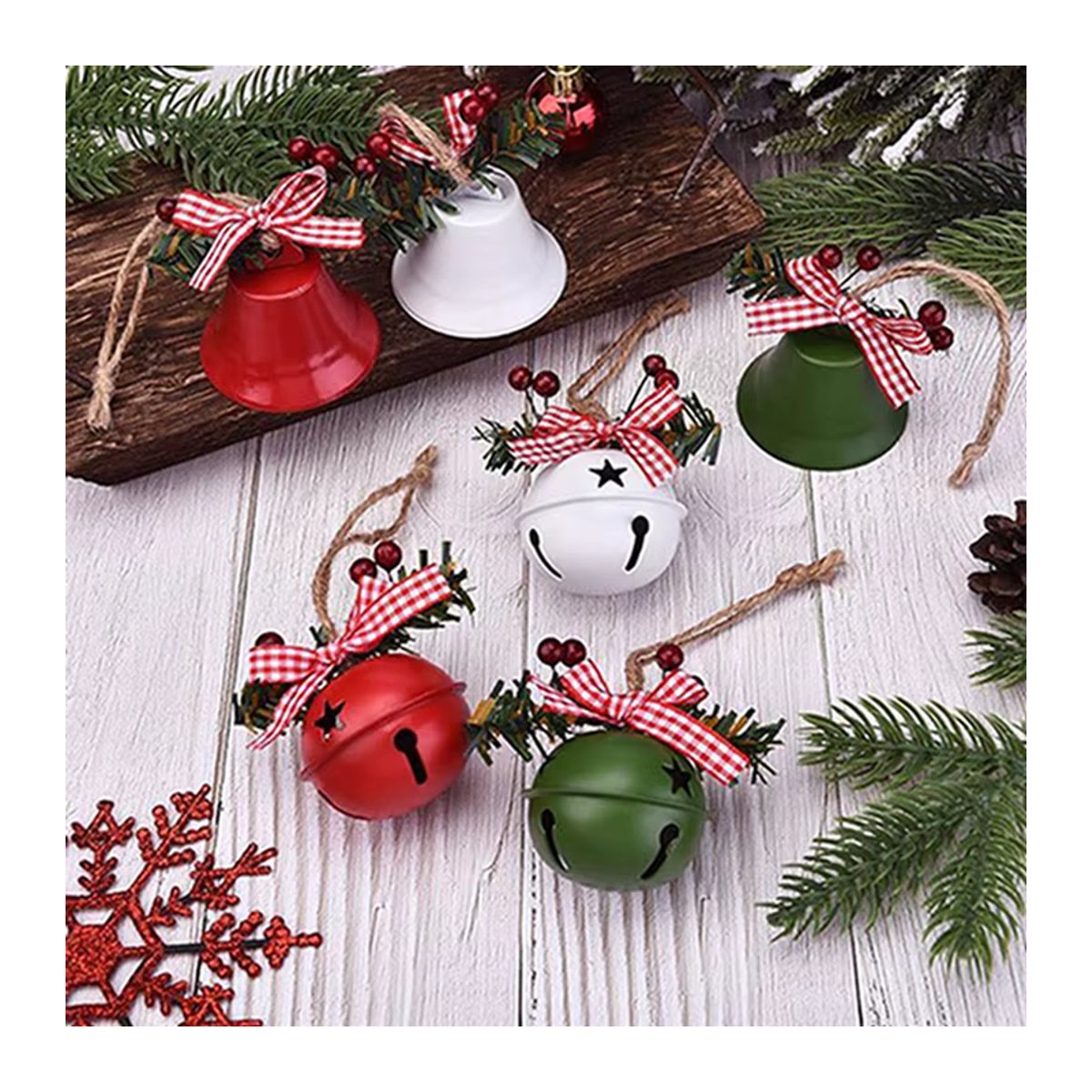 Alivparty Weihnachtsglocke aus Metall als Hängeornament in Mehrfarbig mit Sternen-Design für deine Weihnachtsdekoration - Bild 2