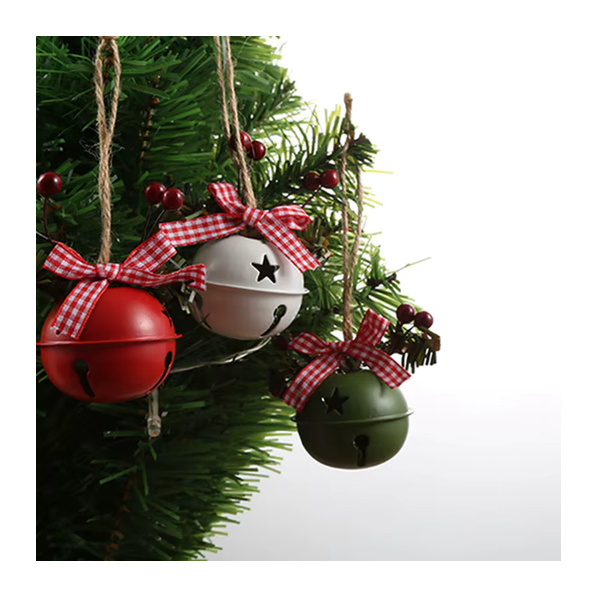 Alivparty Weihnachtsglocke aus Metall als Hängeornament in Mehrfarbig mit Sternen-Design für deine Weihnachtsdekoration - Bild 4