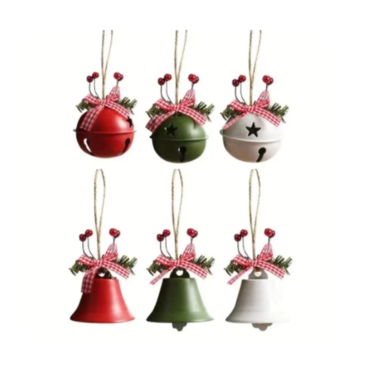 Alivparty Weihnachtsglocke aus Metall als Hängeornament in Mehrfarbig mit Sternen-Design für deine Weihnachtsdekoration - Bild 7