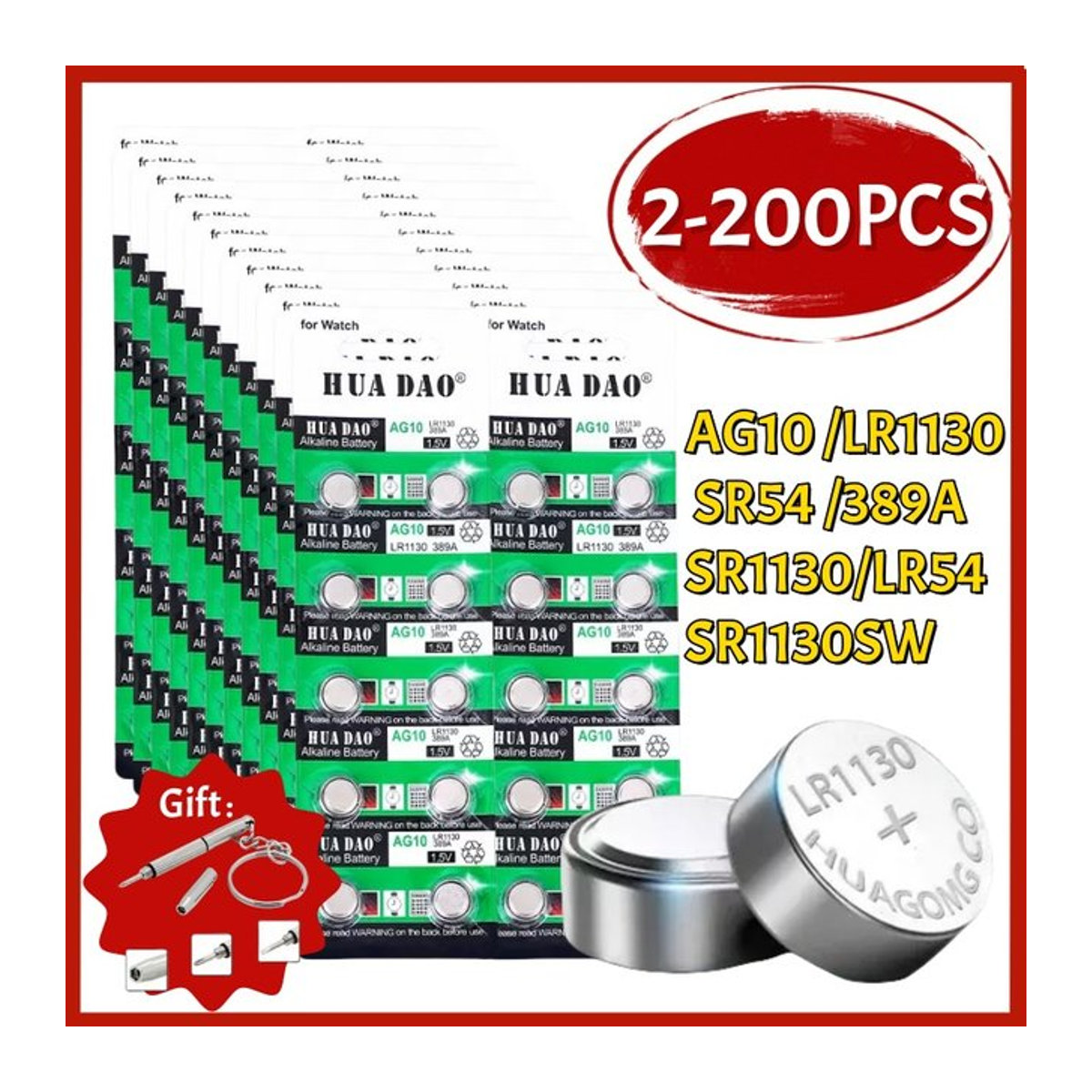 Alkaline Knopfzellen Batterien LR1130 AG10 Silber 1,55 V für Uhren, Spielzeug und Fernbedienungen - Bild 1