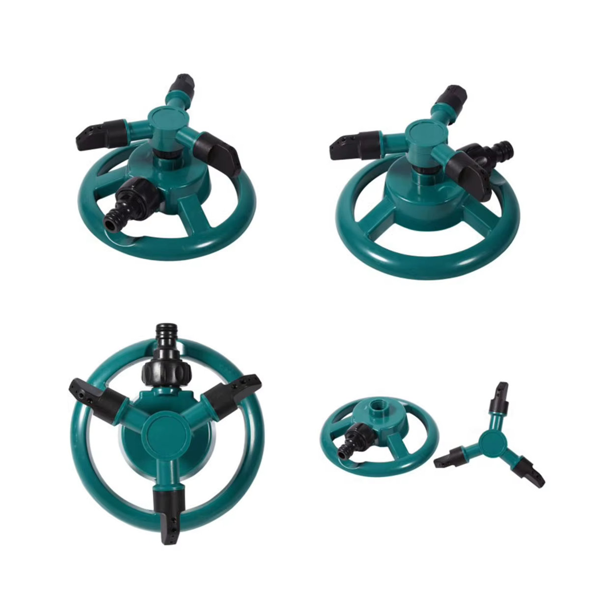 Alloet 360 Grad drehbarer Garten-Sprinkler mit 3 Düsen in Grün zur automatischen Rasenbewässerung - Bild 4