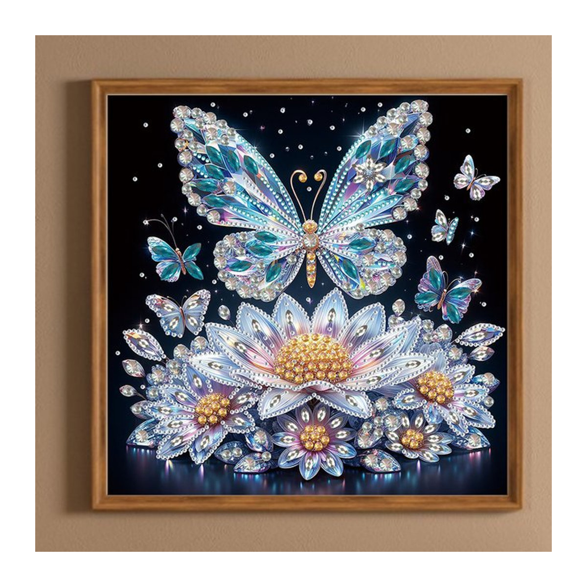 Alloet 5D Diamant-Malerei-Set mit Schmetterlings- und Blumenmotiv in Mehrfarbig, teilweise speziell geformte Bohrer für dekorative DIY-Projekte - Bild 1