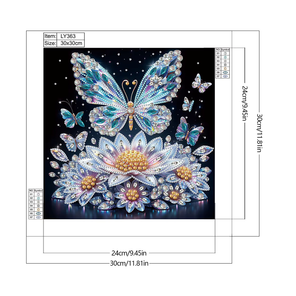 Alloet 5D Diamant-Malerei-Set mit Schmetterlings- und Blumenmotiv in Mehrfarbig, teilweise speziell geformte Bohrer für dekorative DIY-Projekte - Bild 2