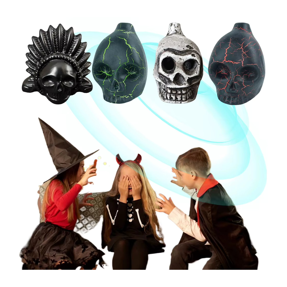Alloet Aztekische Todespfeife aus Kunstharz in Mehrfarbig für Halloween und Kinderpartys - Bild 1