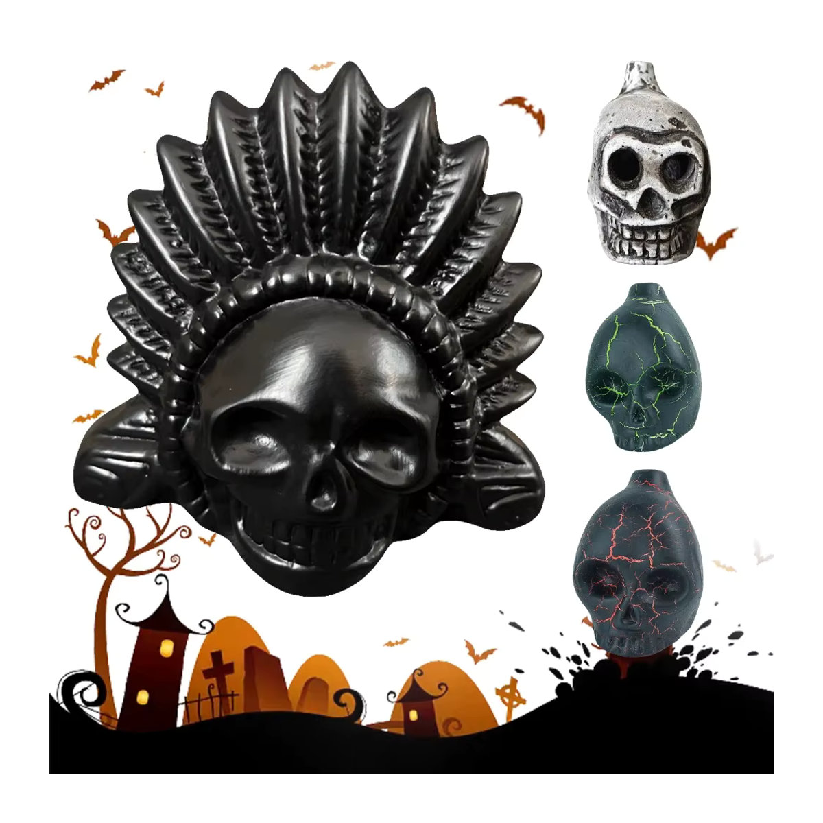 Alloet Aztekische Todespfeife aus Kunstharz in Mehrfarbig für Halloween und Kinderpartys - Bild 5