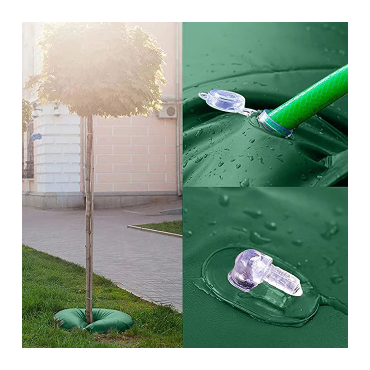 Alloet Baumbewässerungsring aus Kunststoff in Grün, langsam lösender Bewässerungsbeutel für Gartenbäume und Sträucher - Bild 4